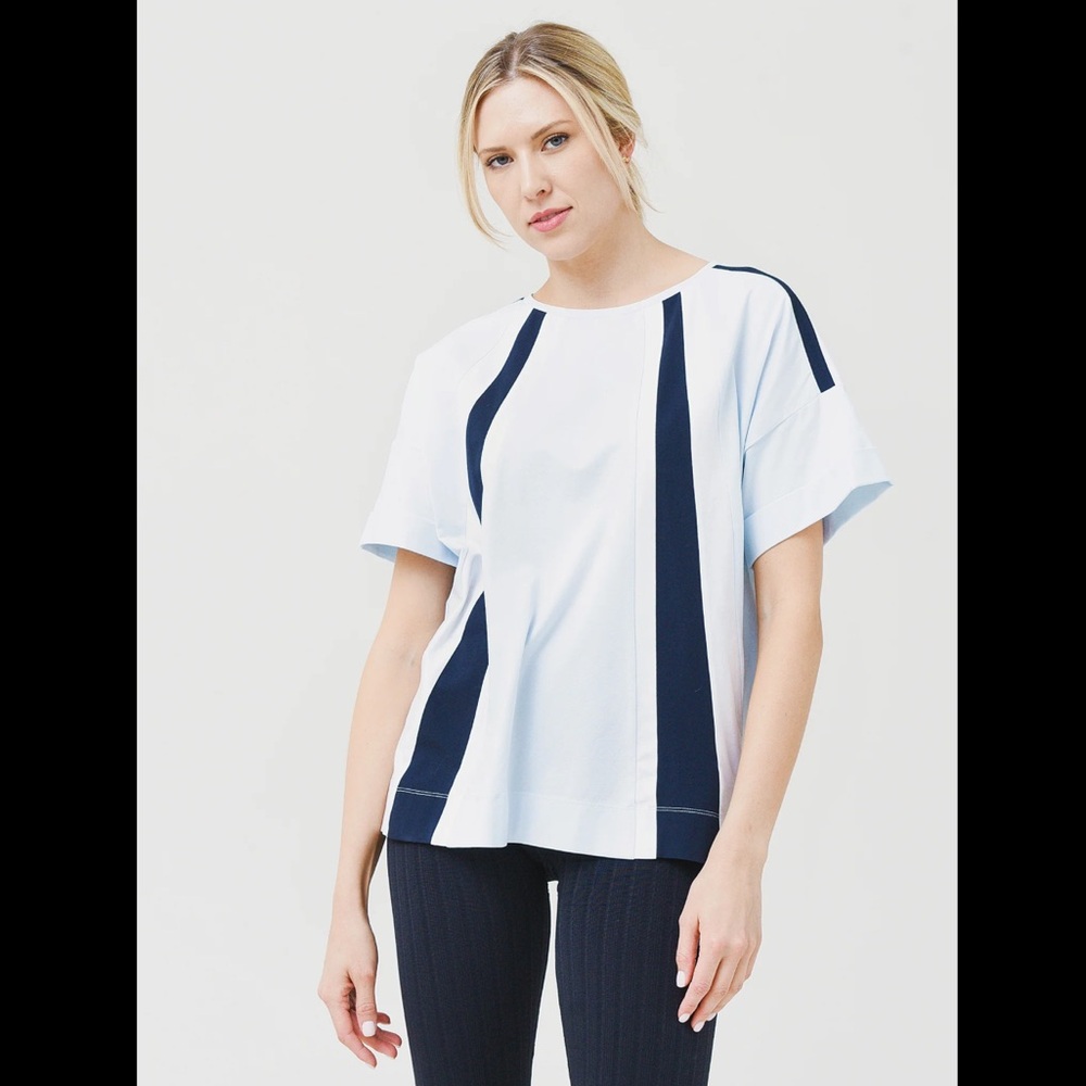 Bogner Women’s Phila Tee, navy, sky blue, white
